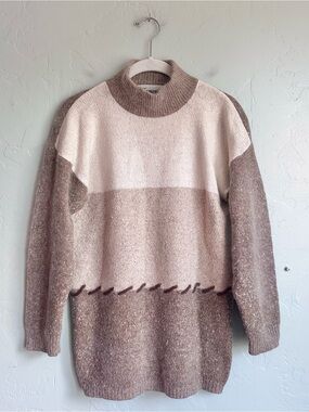 Vintage Chamonix Luxe Silk Angora Wool Cream Taupe Sweater Small Fall Winter
